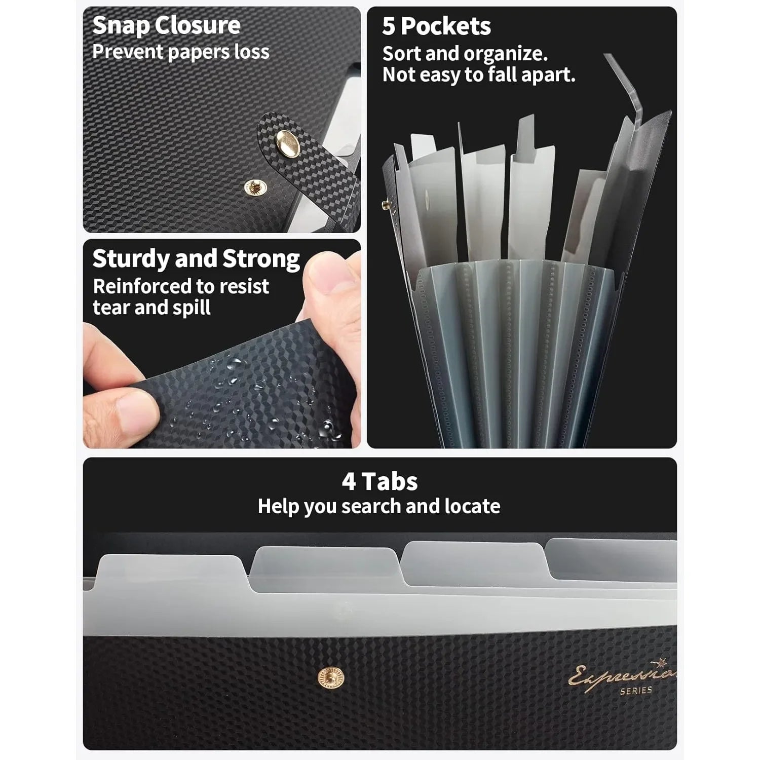 Expandable File Folder, Letter Size Organizer, 5 Pockets