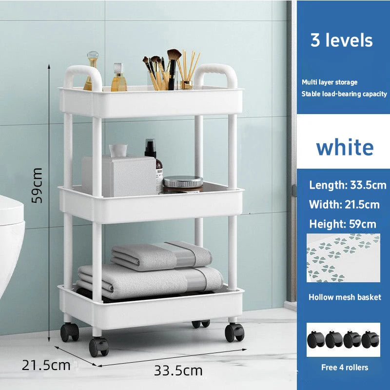 3/4/5 Tier Rolling Cart Shelves Kitchen or Bathroom