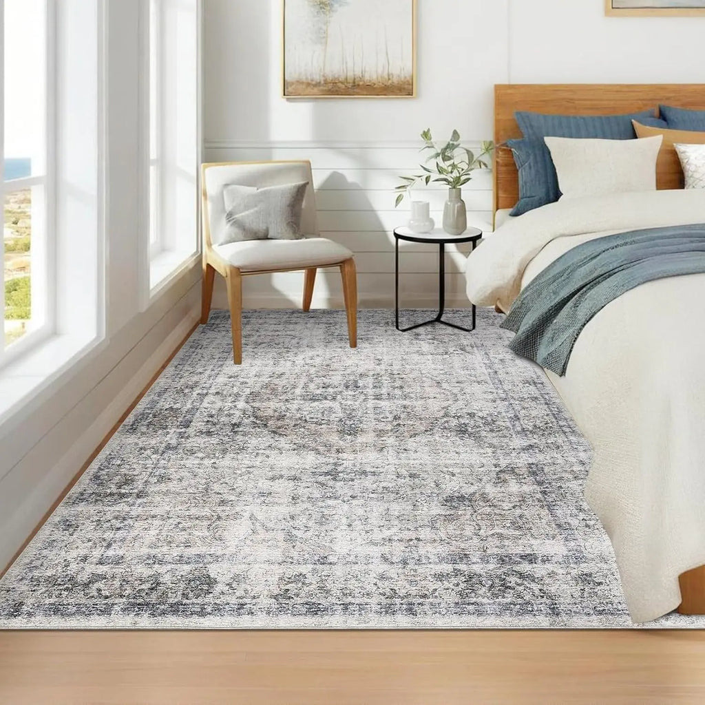 Washable Area Rug Stain-Resistant Non-Slip Backing