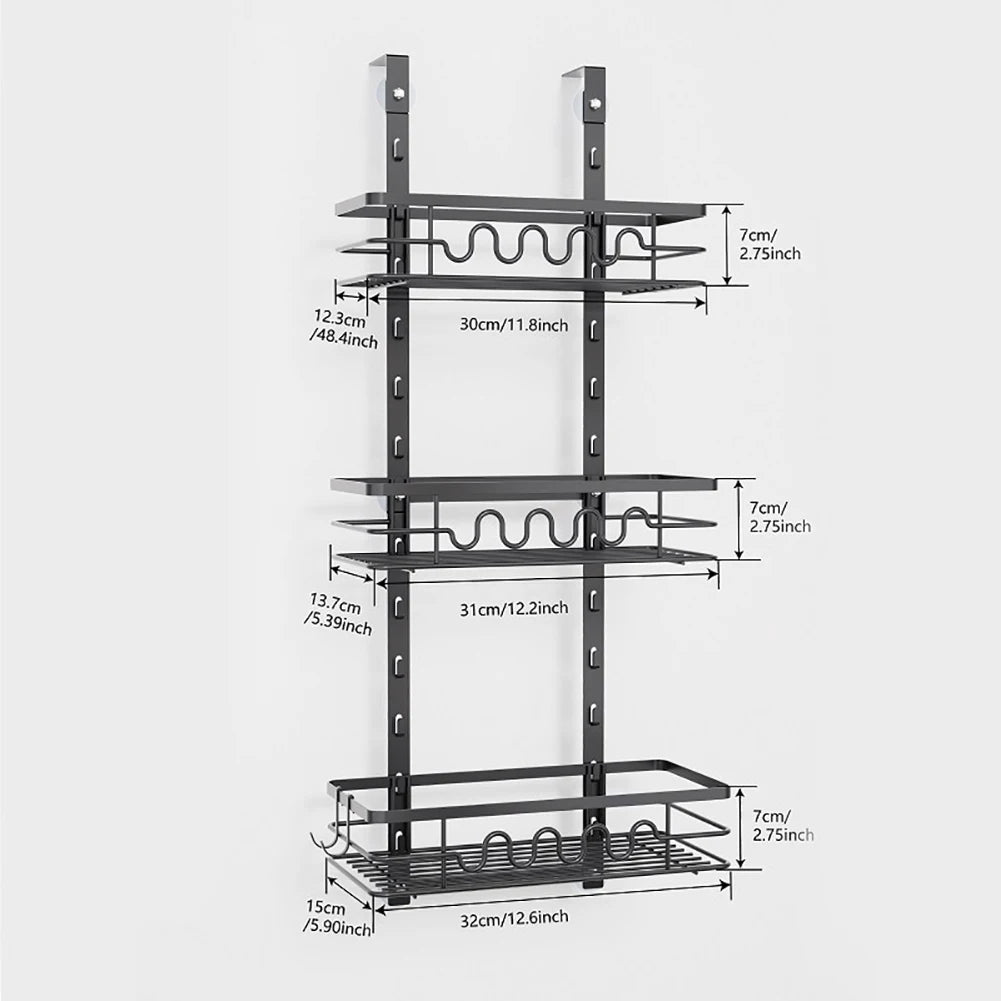 Metal Hanging Spice Rack, Multi-Tier Over the Door Organizer